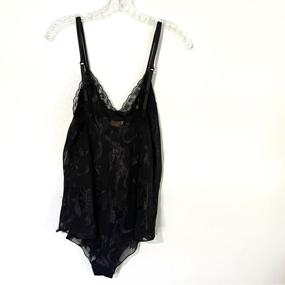 Vintage Victoria’s Secret Black Jacquard One Piece Bodysuit Negligee Great L - Picture 13 of 15